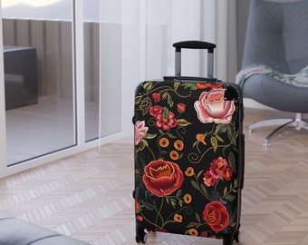 Rosen Koffer für Frauen benutzerdefinierte Reisegepäck Blumen personalisierte Tasche Reise-Accessoires Reisegeschenk Koffer mit Rollen