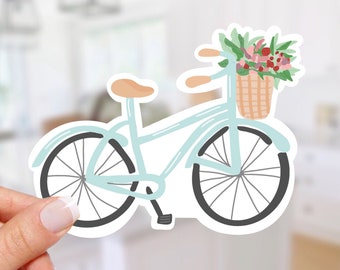 Blue bicycle sticker - Waterproof stickers boho stickers positive stickers gift ideas for her trending stickers aesthetic sticker hydroflask