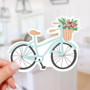 Blue bicycle sticker - Waterproof stickers boho stickers positive stickers gift ideas for her trending stickers aesthetic sticker hydroflask