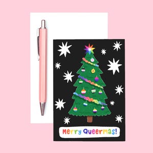 Frohe Queermas Weihnachtsbaum Karte | Queer LGBTQIA Pride Geschenk Weihnachten