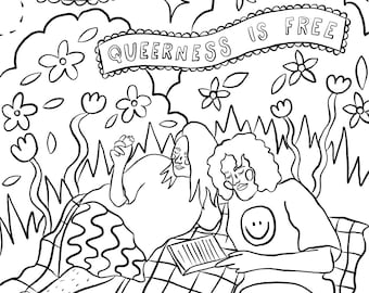 Queerness is Wild Coloring Sheet Digital Download