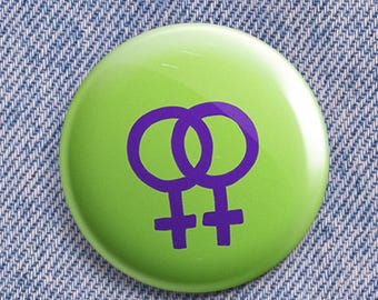 Botón con insignia de doble Venus / Protesta del orgullo lésbico LGBTQIA queer WLW Historia sáfica