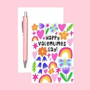Tarjeta de felicitación gay de feliz día de San Valentín / Regalo de amor del orgullo gay queer LGBTQIA