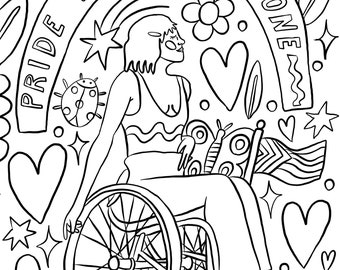 Pride is for Everyone Inclusive Digital Download Colouring Sheet