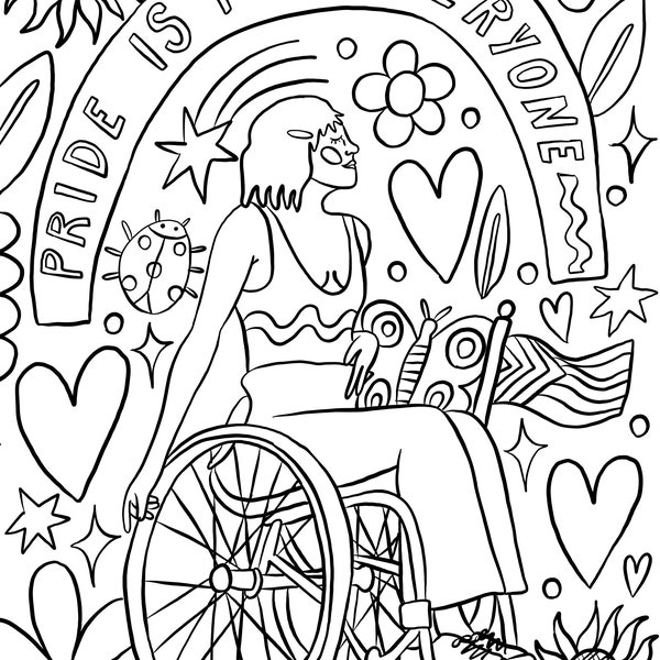 Pride is for Everyone Inclusive Digital Download Colouring Sheet