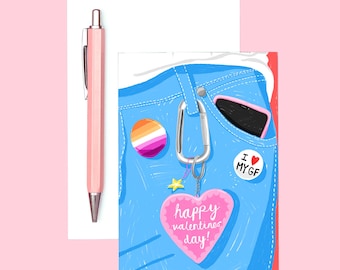 Lesbian Valentine's Day Card: Queer Pride Carabiner Love Gift