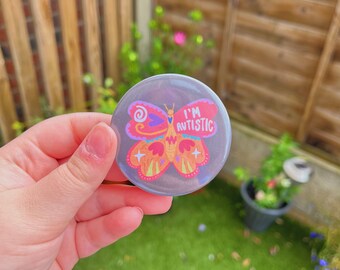 I'm Autistic Butterly Badge | Neurodivergent Nature Insect Identity Badge