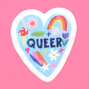 Queer Heart Sticker: Rainbow Holographic LGBTQIA+ Pride
