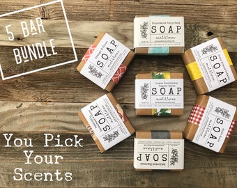 You Pick 5 Bars Soap Bundle,  Cold Process Handcrafted Artisan Soap