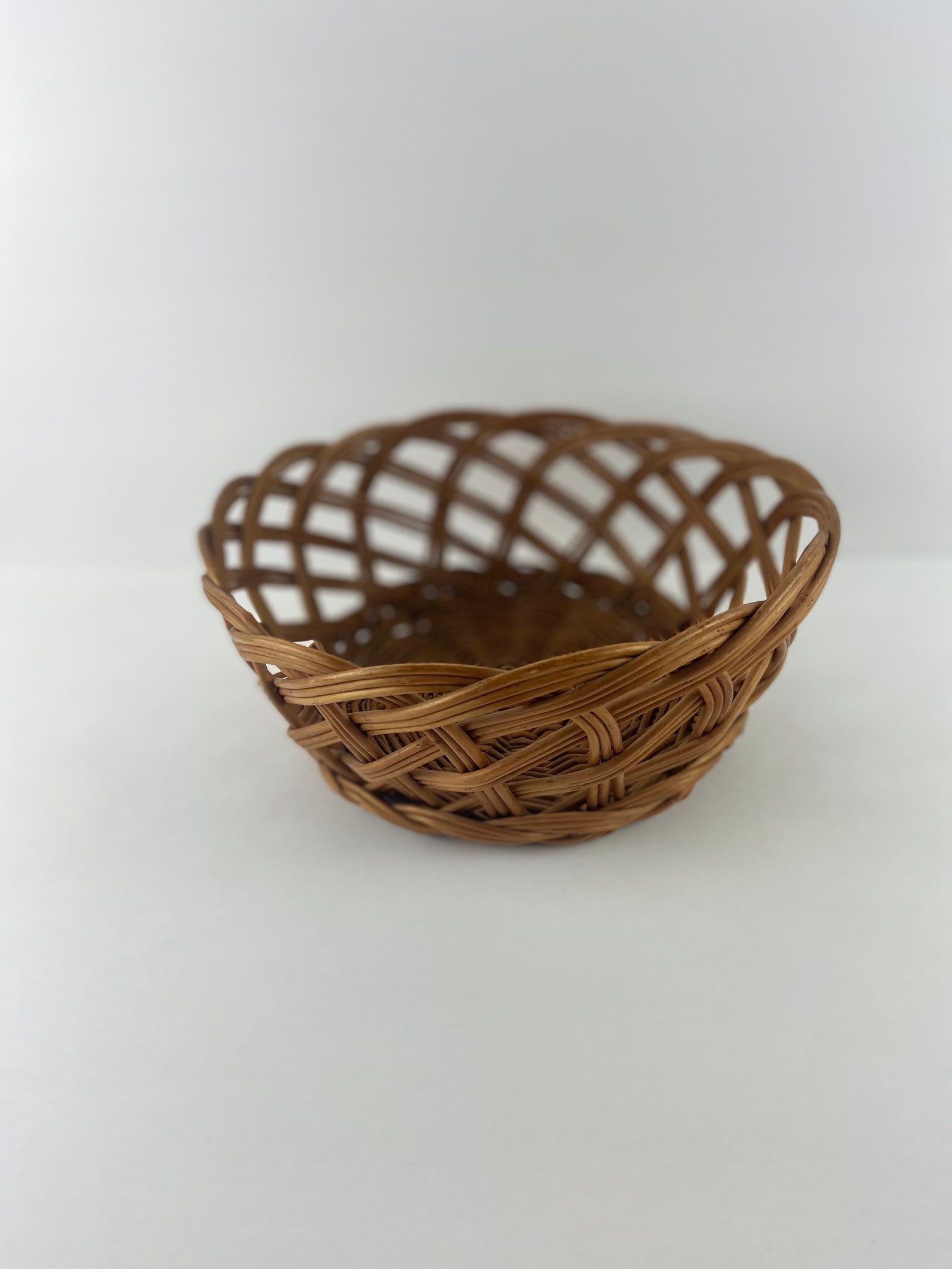 Woven open weave round basket Etsy