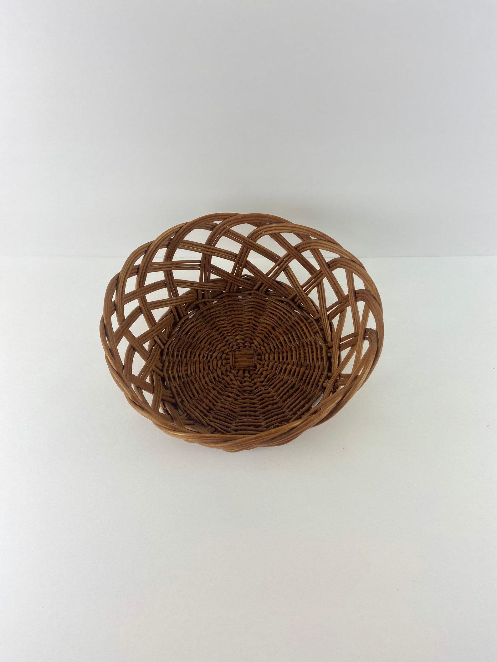 Woven open weave round basket Etsy