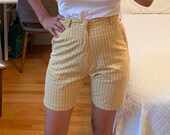 1960s Light Yellow White Striped Short