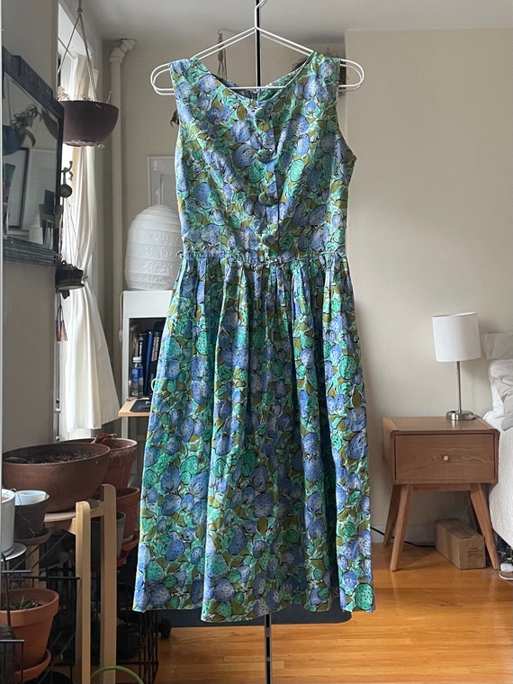 1950-60s Blue Strawberry Dress XS
