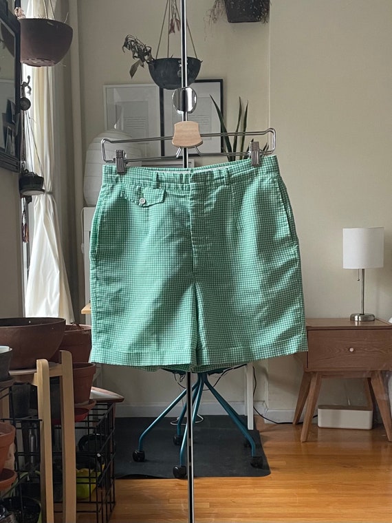 1960s Green Plaid Shorts