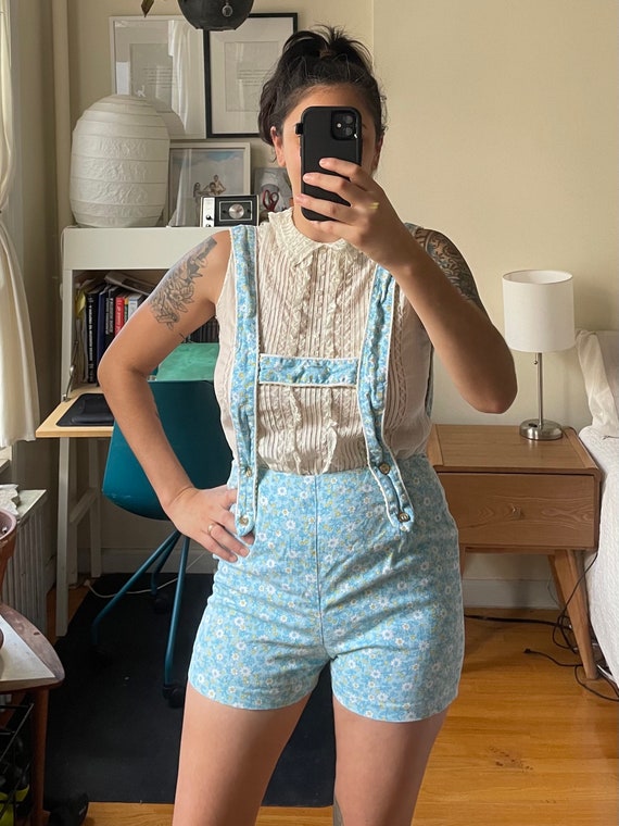 1960s small floral print lederhosen inspired overa