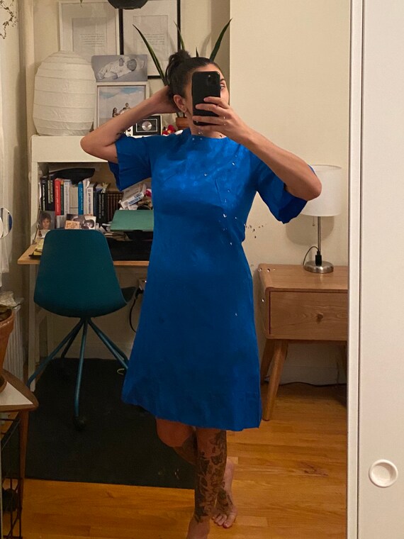 1960-70s Bell Sleeve Textured Dress Small
