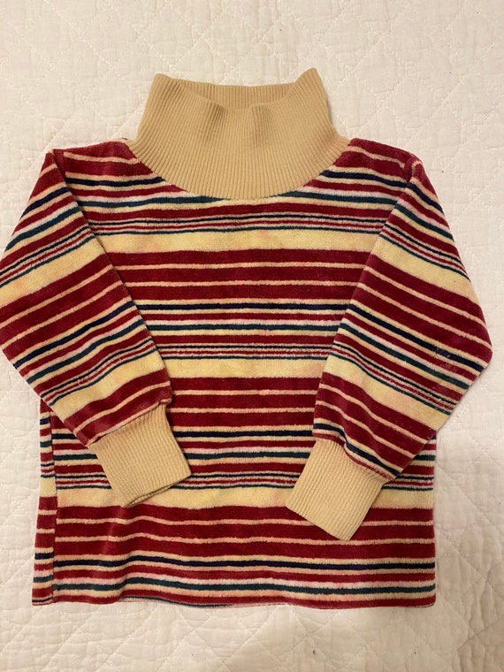 Toddler 1970s Turtleneck Velour Sweater