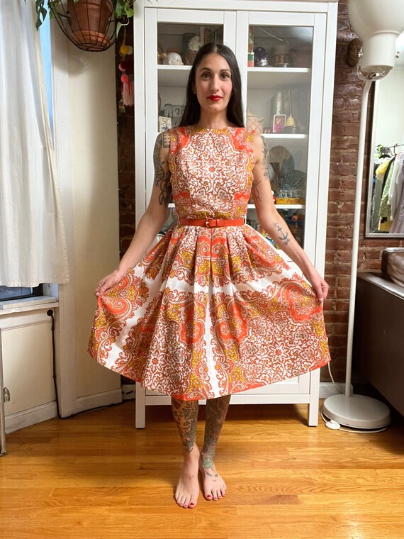 orange paisley dress