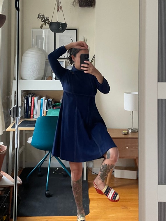 1960s Homemade Navy Dress S/M