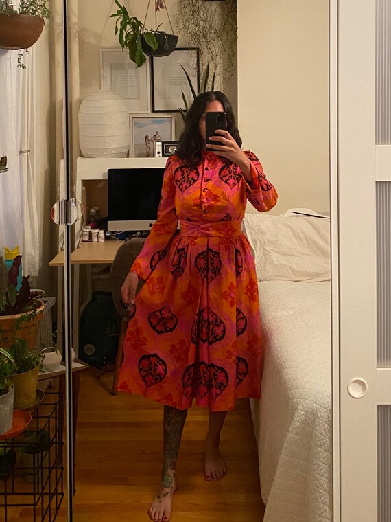 1960s Silk Bonwit Teller Psychedelic Print Dress