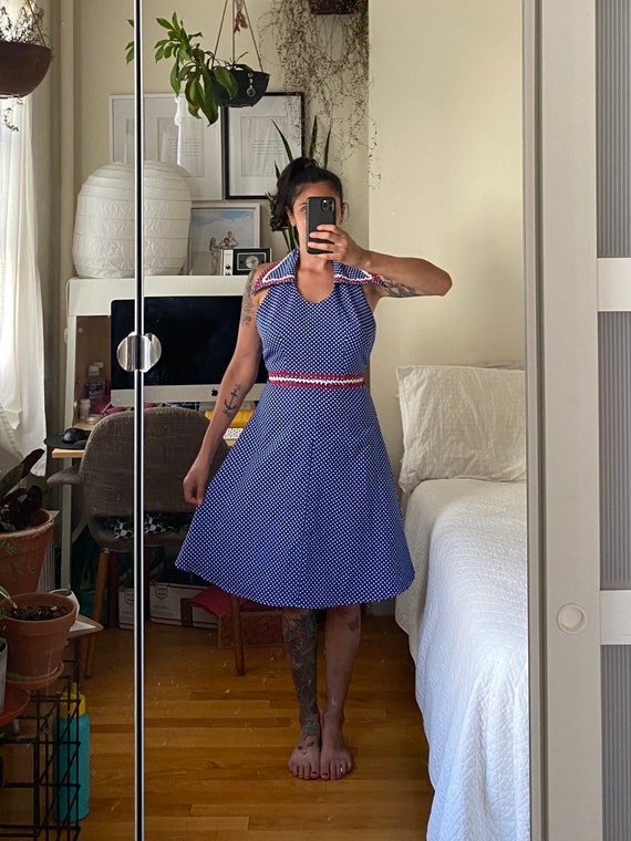1970s Halter Polka Dot Dress
