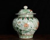 Kangxi Period of the Qing Dynasty Ancient Color Fish Pattern Lid Jar, Chinese Antique, Chinese Vase