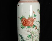 Kangxi, Qing Dynasty Ancient color flower and bird vase, Chinese antique,