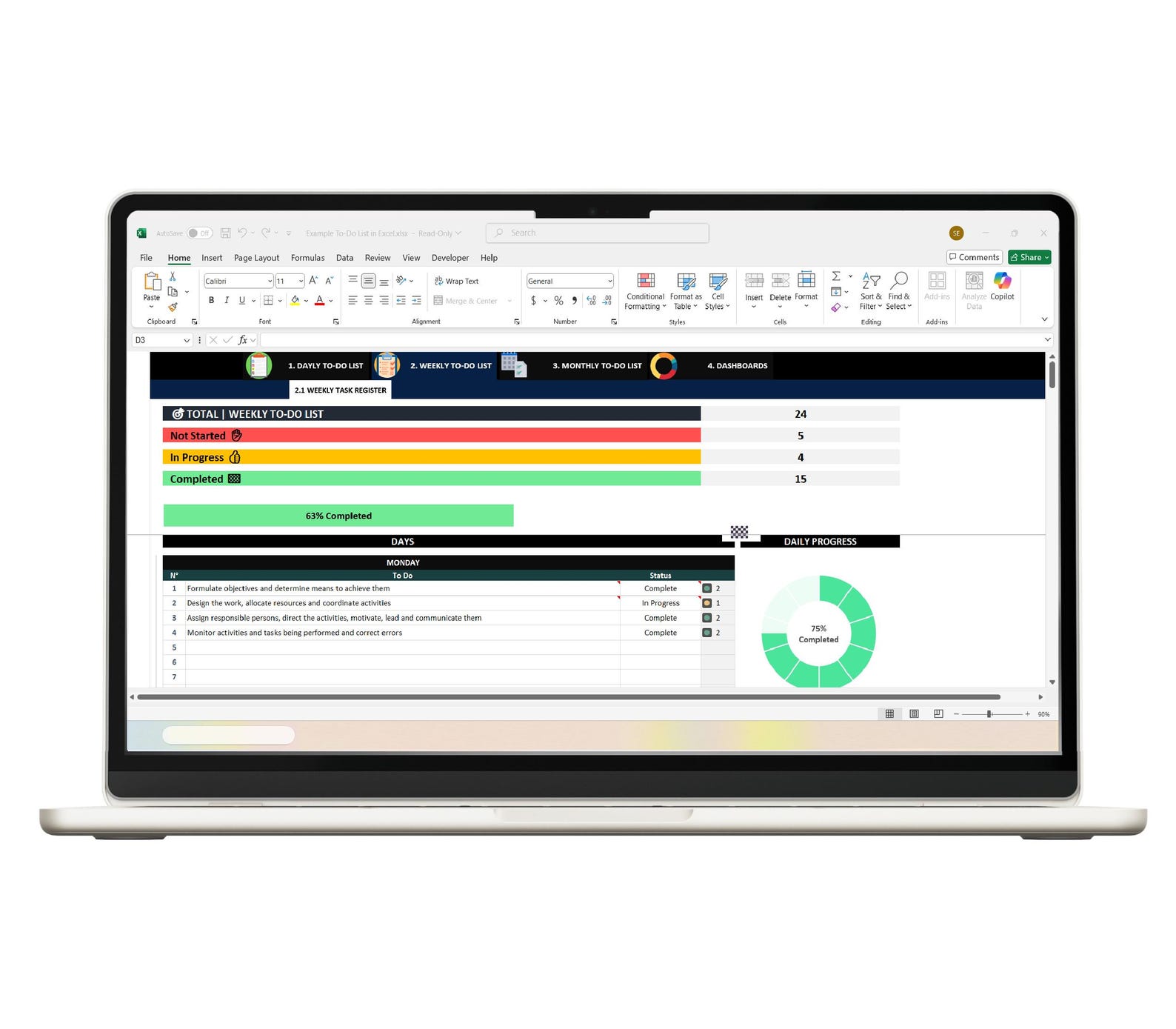 Plantilla Lista de Tareas en Excel