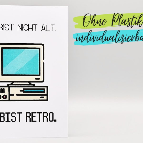 Lustige Karte zum Geburtstag Retro Computer