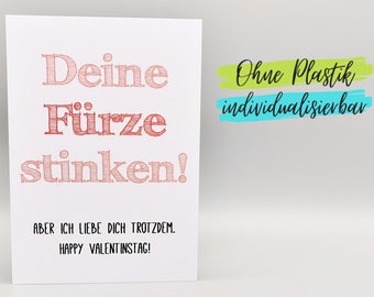 Karte zum Jahrestag Hochzeitstag Valentinstag lustig Furz