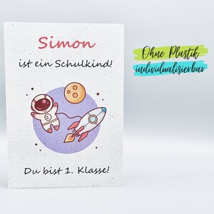 Karte Einschulung Astronaut mit Namen
