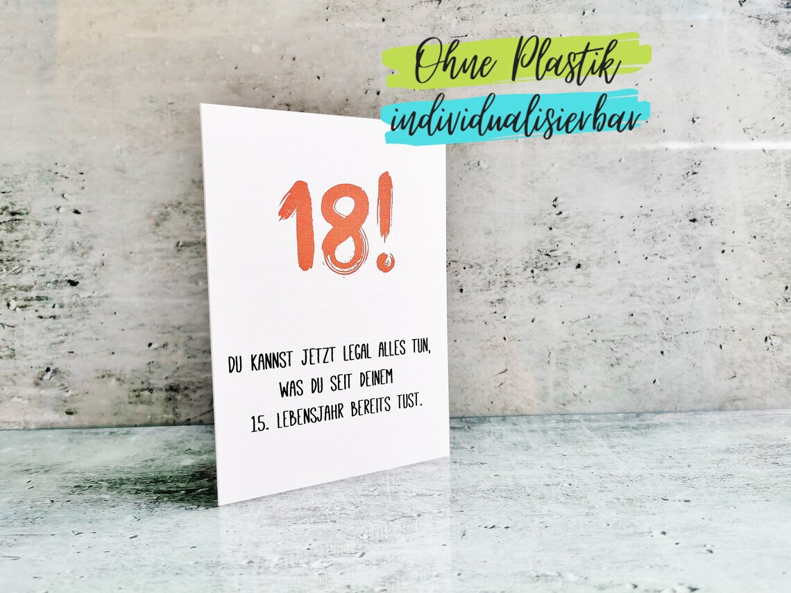 Lustige Karte zum 18. Geburtstag Etsy