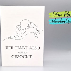 Lustige Karte Geburt Baby Geburtstag Babyparty Babyshower Gamer Zocker