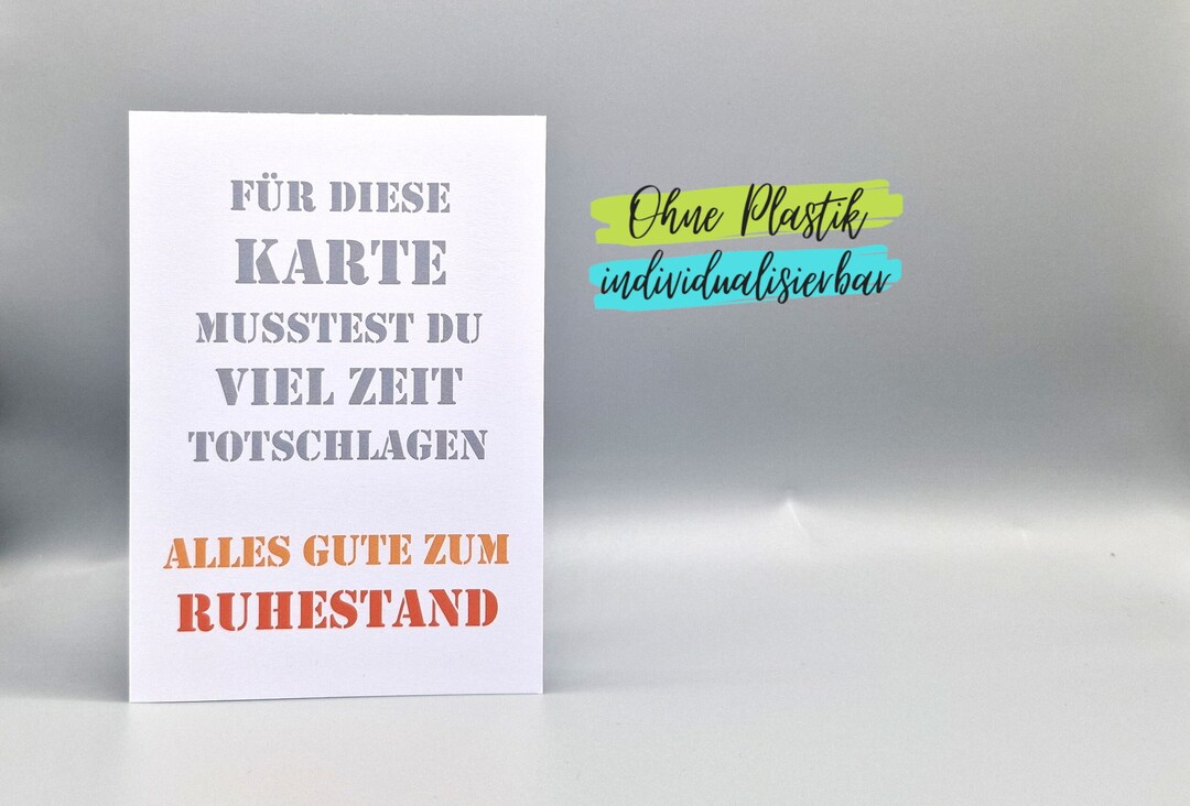 Lustige Karte Rente Ruhestand Abschied Etsy.de