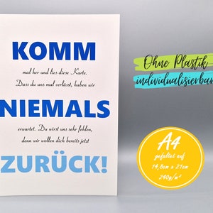 Lustige Karte Abschied Kollege Kollegin Rente A4 A5 extra große Karte