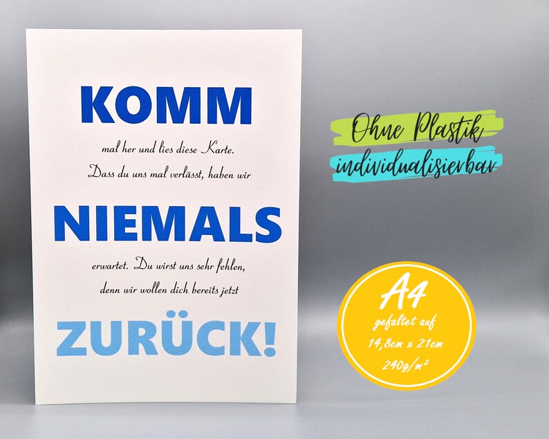 Lustige Karte Abschied Kollege Kollegin Rente A4 A5 extra - Etsy.de