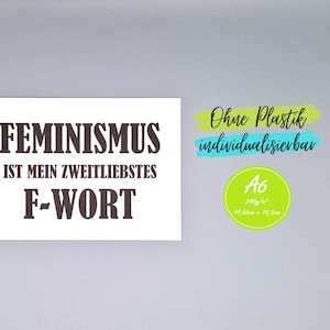 Lustige Postkarte Karte Feminismus F Wort F-Wort