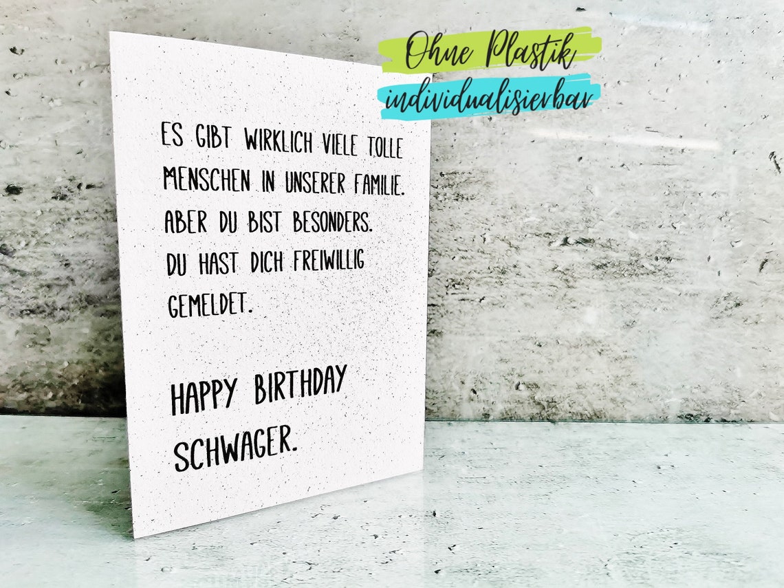 Lustige Karte Geburtstag für Schwager Schwägerin Schwiegersohn Etsy