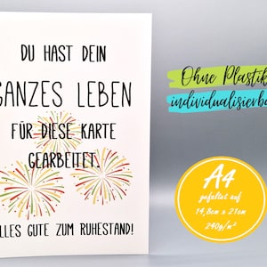 Lustige Karte Abschied Kollege Kollegin Rente Ruhestand A4 A5 extra große Karte