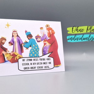 Lustige Weihnachtskarte Jesus Krippe Könige Maria Josef