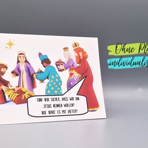 Lustige Karte Weihnachten Jesus Krippe Könige Maria Josef