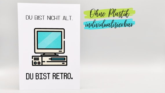 Lustige Karte zum Geburtstag Retro Computer Etsy