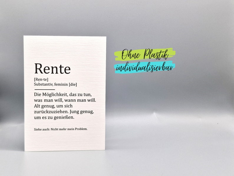 Lustige Karte Rente Ruhestand Abschied Etsy.de