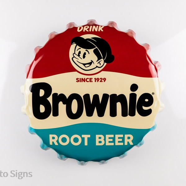 Brownie Root Beer Bottle Cap Metal Sign