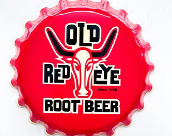 Red Eye Root Beer Bottle Cap Metal Sign