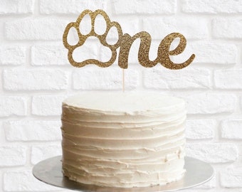 Paw One Cake Topper Dog 1st Birthday Cake Topper Puppy Birthday Topper Paw Cake Topper Custom Puppy Birthday Topper