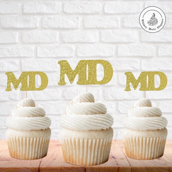 MD Cupcake Toppers, Medical Degree Cupcake Toppers, Doctor Cupcake Toppers, Graduation Cupcake Toppers, Celebration Cupcake Toppers