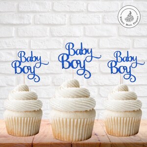 Topper azul para bolo masculino, decoração de feliz aniversário de  cavalheiro, chapéu, chá de bebê, cupcake, bandeira, festa, decoração diy oh  boy