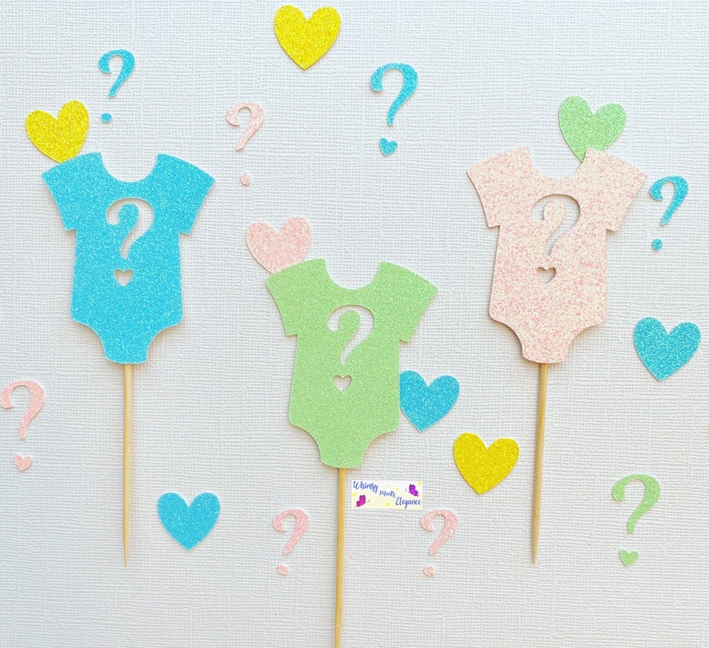 Gender Reveal Cupcake Toppers two Colours Onesie Topper Etsy