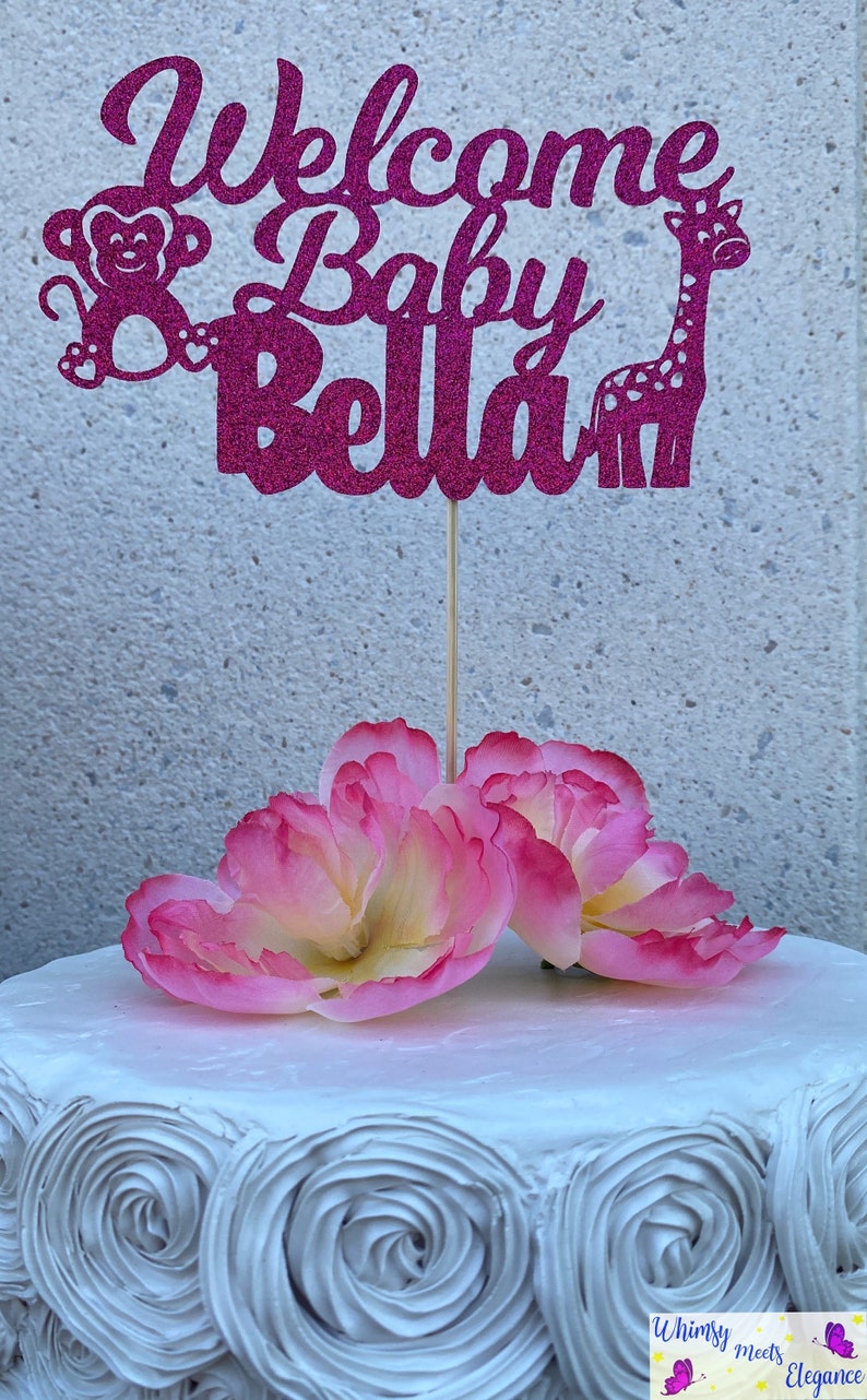 Animal Baby Shower Cake Topper Jungle Topper Baby Shower Cake Topper Safari Baby Shower Cake Topper Welcome Baby Custom Name Cake Topper
